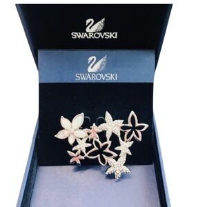 Swarovski Floral Crystal Brooch Pin, White Opalite 2x3